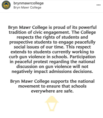Bryn Mawr and Haverford Colleges Issue Helpful Statements of Solidarity with Gun Protesters
