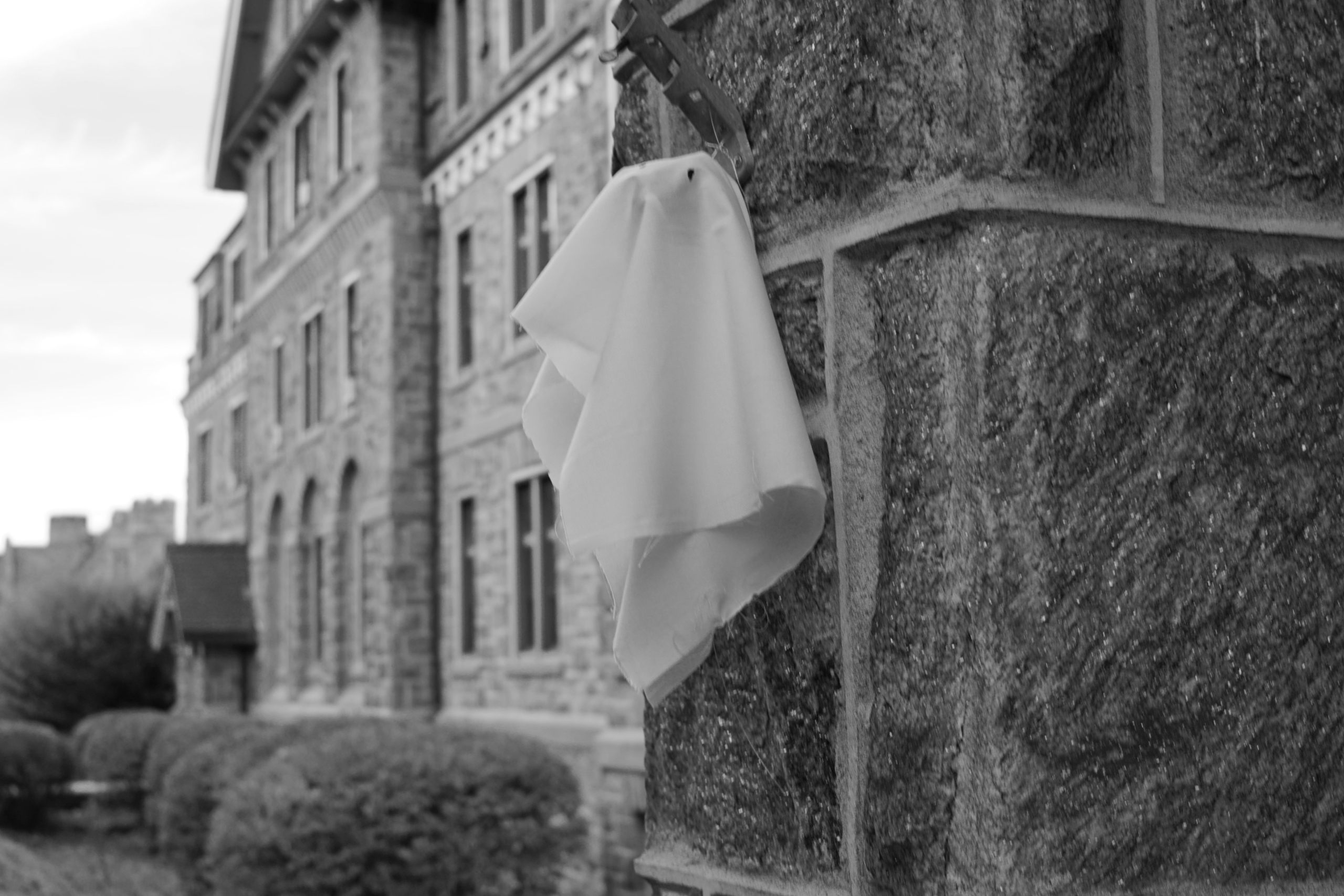ghost hanging outside of Merion Dorm